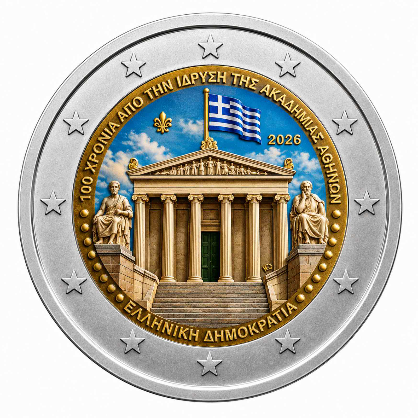 2 Euros Academy of Athens (Coloured)